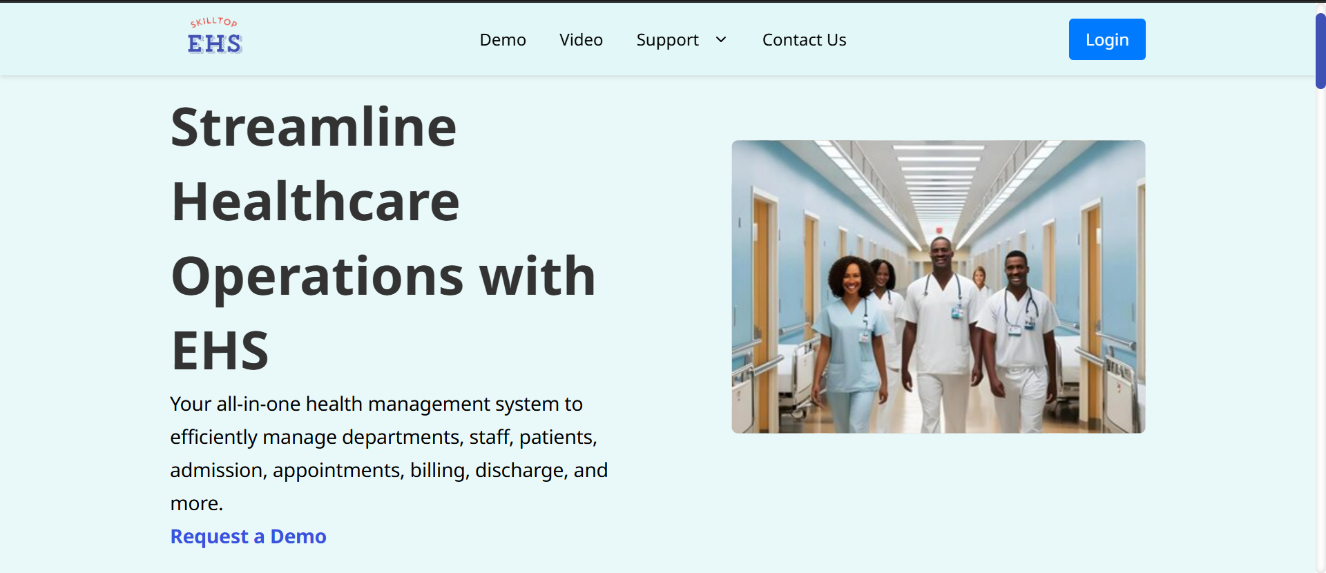 EHS landing page design